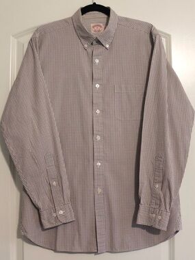 Brooks Brothers Oversized Gingham Button Down Shirt | Quiet Luxury Cotton Medium